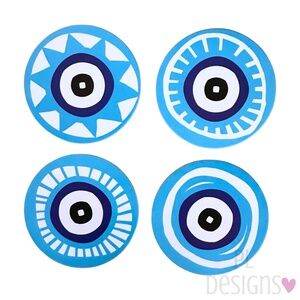 Evil Eye Coaster Set of 4 Cork NEW